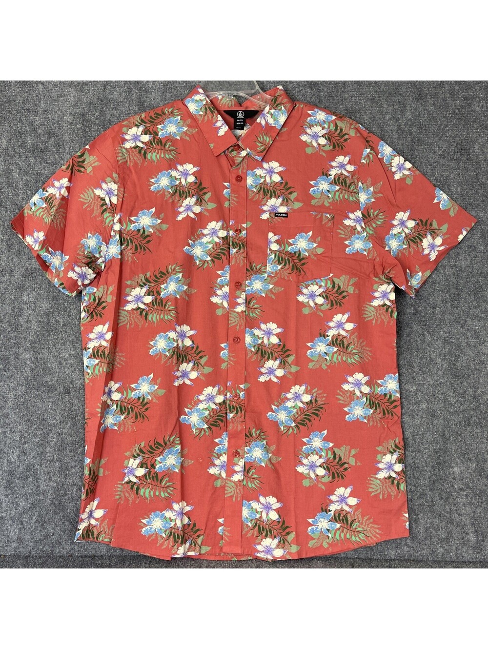 Volcom Men’s Coral Tropical Botanical Short Sleeve Button Down XXL